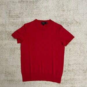 Theory Bold Red Crew Neck Top
